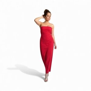 Zara Red Strapless Midi Dress - Medium